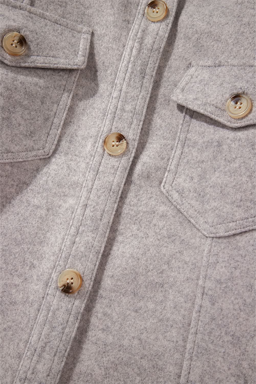 Light grey buttoned shacket with pockets - Love Salve